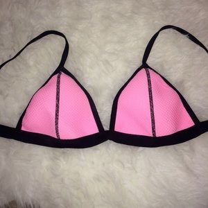 TRIANGL Neoprene Neon Pink Mesh Bikini Top