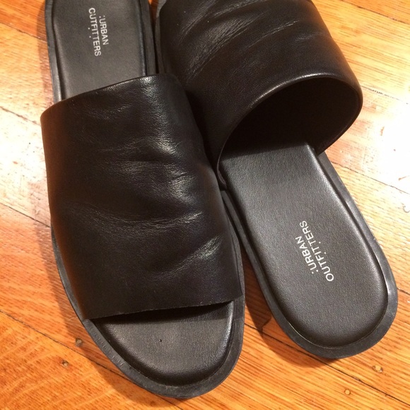 Urban Outfitters Black Leather Mules