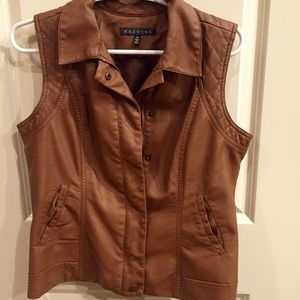 Brown Faux Leather Vest
