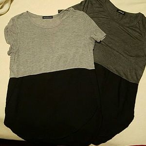 2 grey and sheer bottom split tops