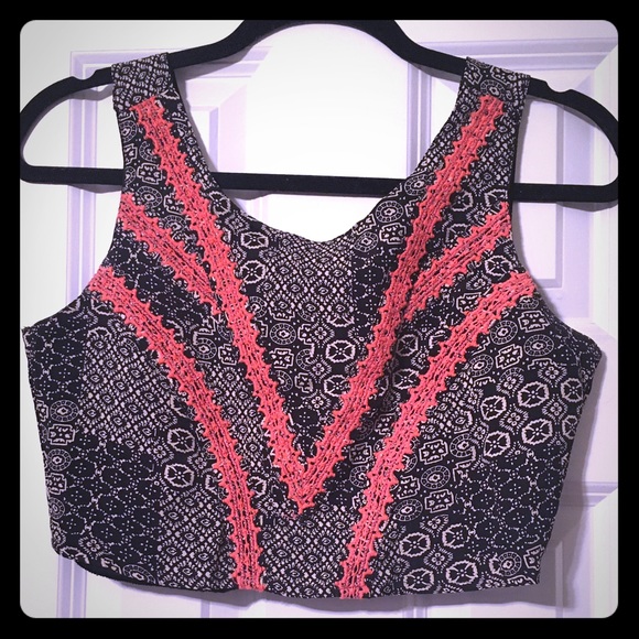 Tribal crop top with embroidered detail