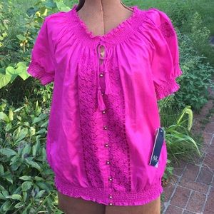 Ann Klein Purple/Pink Boho Style Top