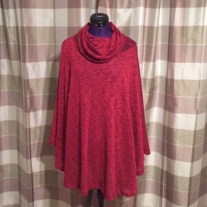 Burgundy cowl neck poncho Sz M NWT