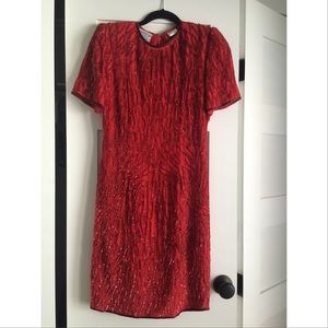 Vintage Red Sequin Party Holiday Shift Dress