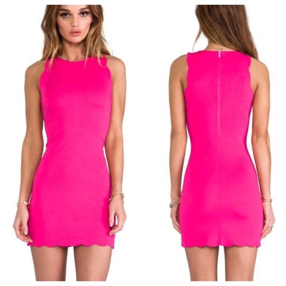 For Love and Lemons Dresses & Skirts - For Love & Lemons Bright Pink Scalloped Dress XS