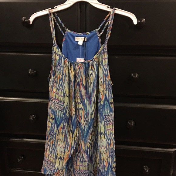 NWT Bisou Bisou Blue multi-color dress