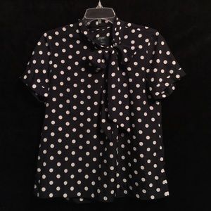 JCrew navy and white blouse