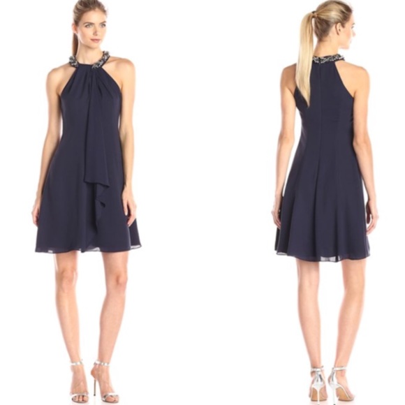 Calvin Klein Dresses & Skirts - 🆕 CK Ruffle-Front Beaded Halter Dress #006-17