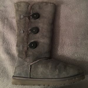 Grey size 8 woman's button up uggs