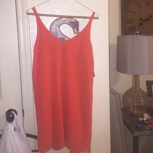Orange vneck thin strap dress