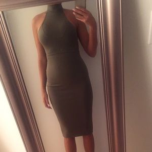 Green turtle neck dress