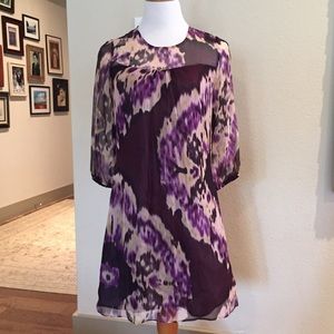 100% Silk Purple Shift Dress Sz 6 EUC