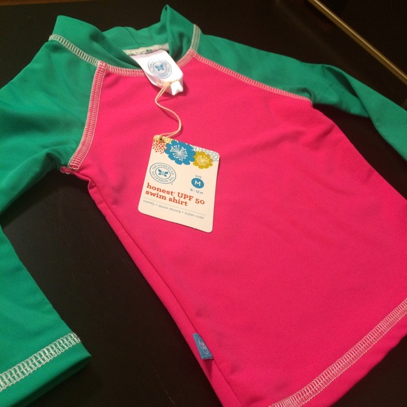 NWT The Honest Co. Pink Swim Shirt  UPF 50 - Picture 2 of 3