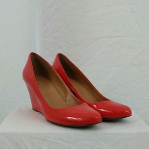 J Crew Sylvia Patent Wedges, Pre-owned