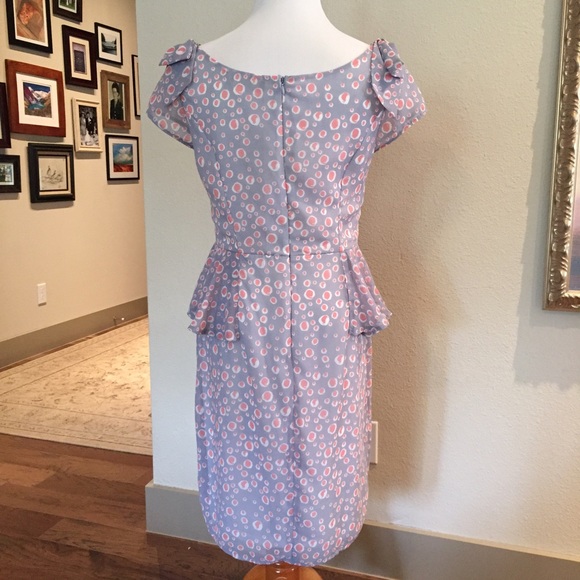 Periwinkle Flutter Sleeve Peplum Pencil Dress - image 3