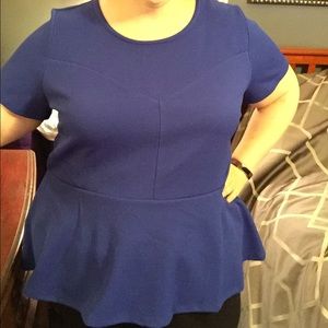 PLUS Eloquii Blue Textured Peplum Top