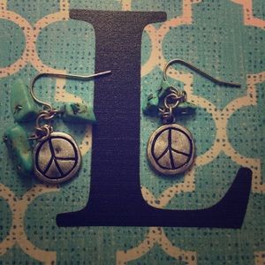 Peace Sign Turquoise Earrings