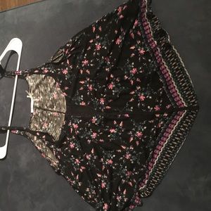 Floral black bohemian tank top