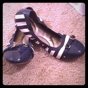 Navy and White Ballet Flats