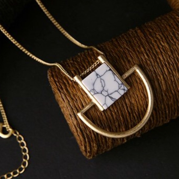 Modern Marble Long Necklace
