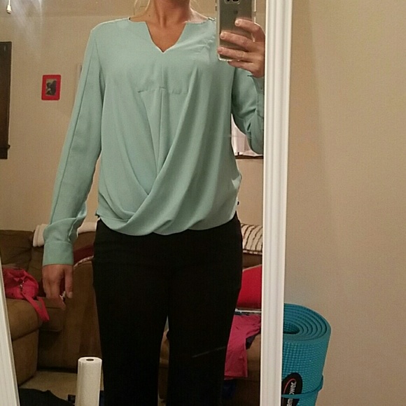 SOLD Mossimo semi sheer blue blouse - Picture 2 of 4