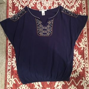 Boho, Blue Beaded Flowy Top from Charlotte Russe