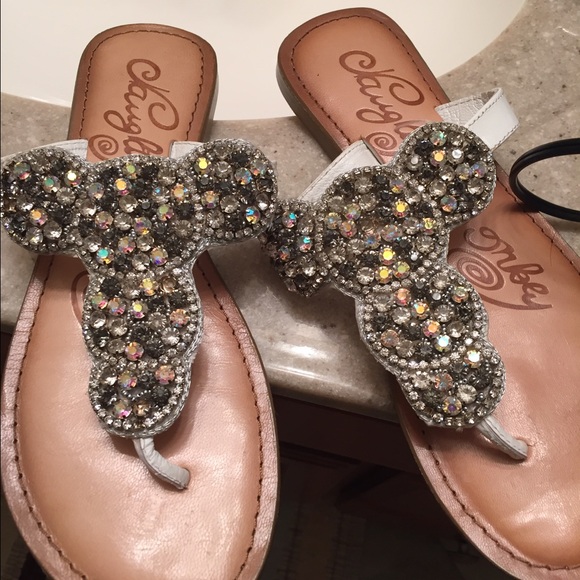 Naughty monkey white bling sandals