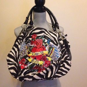 Zebra "love to death" Rhinestoned bag