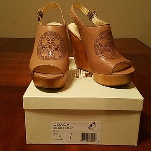 Coach Tan Leather Wedge