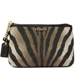 Brown Zebra Coach wristlet clutch