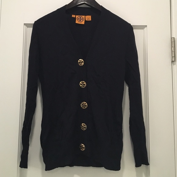 Marino Wool Tory Burch navy cardigan