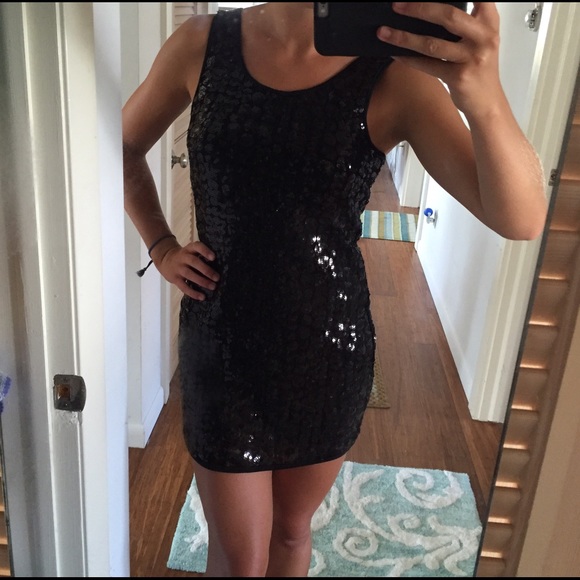 Black sequin tank dress