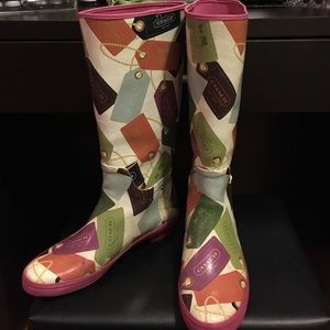 Coach multi colored rain boots
