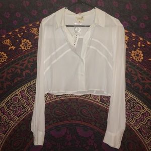 NWT LA Hearts white button down crop top