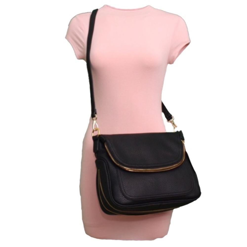 Black Vegan Leather Saddlebag