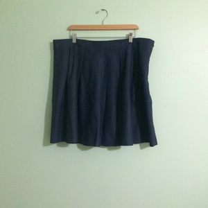 Plus size ASOS real leather skater skirt navy 18