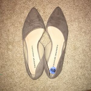 beige suede flats