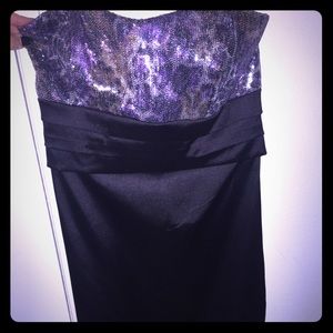 Strapless black/purple cheetah dress