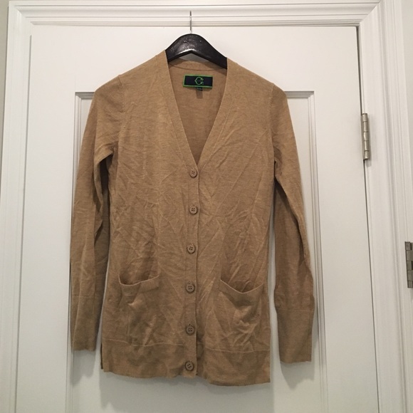 Tan C Wonder Long Merino wool cardigan