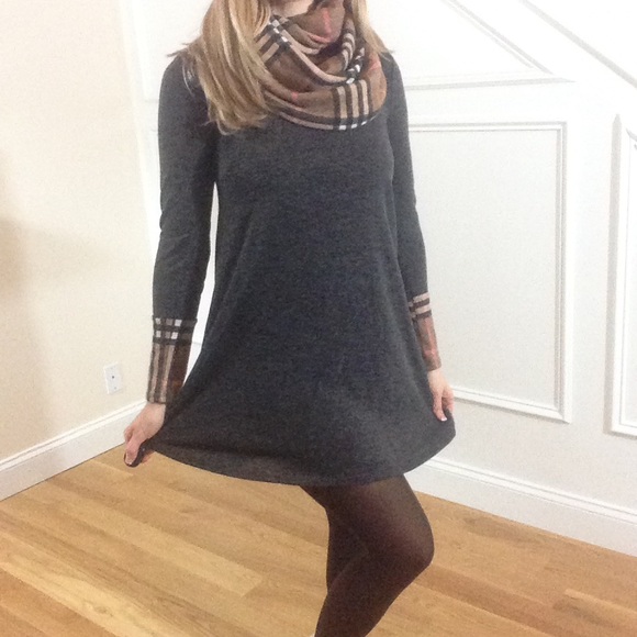 Buy 1 Get 1 50% 🔹2 Piece Plaid Knit Tunic Dress - Picture 3 of 3