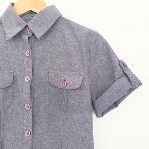Chambray Folded sleeve dress