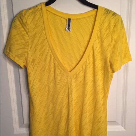 Yellow sheer distressed tee shirt