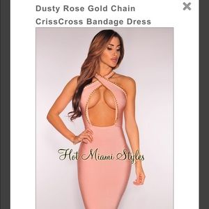 Light Pink and Gold Bandage Dress Hot Miami Styles