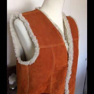 GENUINE SUEDE WESTERN COWBOY FLEECE VEST Mens 42