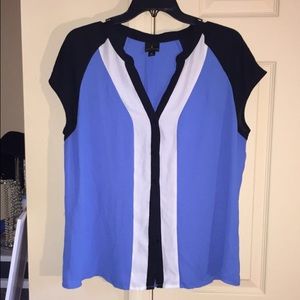 XL Blue, White & Black Worthington Button Down Top