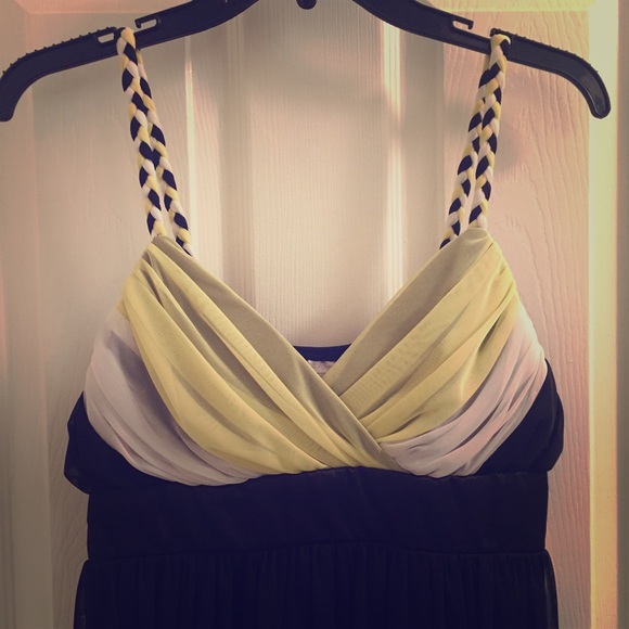 [SOLD] Black, lime green, and white strap dress - Picture 1 of 3