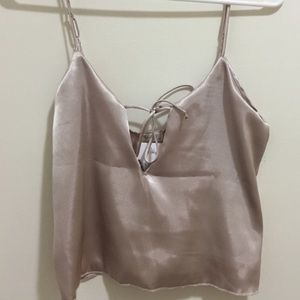 •brandy melville champagne satin top •