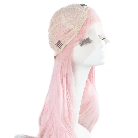 pastel pink blonde synthetic lace front wig 24\