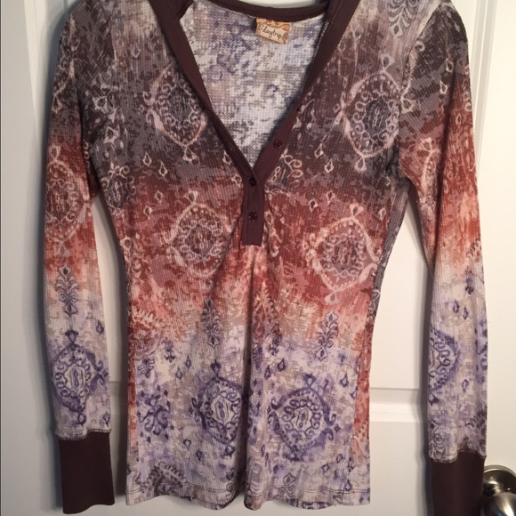 Boho print long sleeve with hood