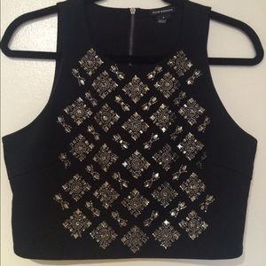 Club Monaco Deslyn Crop Top in Soot Black